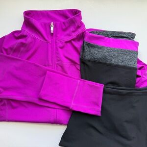 GAP Women's Magenta Black Athletic Jacket and Pant Athletic Matching Set Small